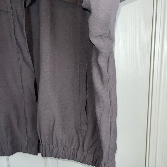Nine West Taupe Gray Lightweight Bomber Jacket Full Zip Elastic Hem Women’s L - Picture 3 of 16